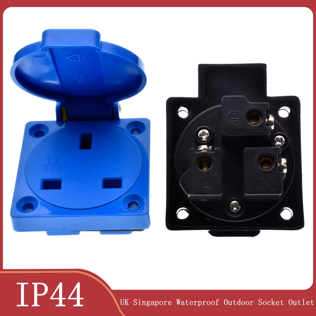 1pcs 영국 블랙 블루 13A 250V IP44 영국 - Outdoor Power Receptacle 리뷰 및 가격