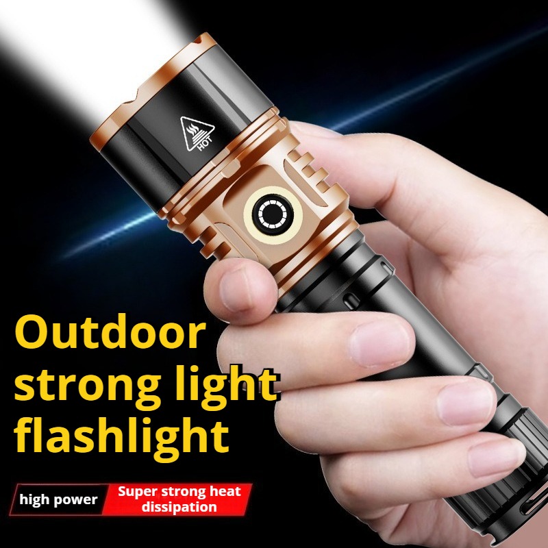 강력한 조명 고출력 LED 손전등 타입-C 충전 방수  - Outdoor Power For Camping 리뷰 및 가격